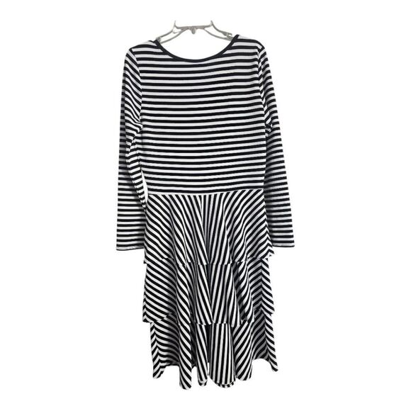 LULAROE Georgia Midi Dress Black/White Striped Tiered Ruffle - Size XL - Picture 2 of 9